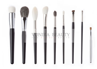 Gorgeous Handmade Natural Animal Hair Makeup Brushes Luxe Glossy Black Handle
