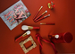 Vonira Professional Christmas Makeup Brush Set 7pcs Glitter Cosmetic Brush Tool Kit للفتيات هدية عيد ميلاد اللون الأحمر