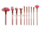 مجموعة فرش مكياج الشعر الاصطناعية 15 قطعة باللون الوردي